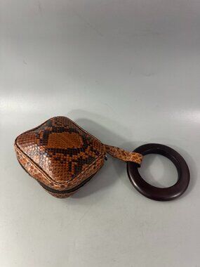 Vintage Perrin Paris Brown Snakeskin Mini Wristlet/Bag